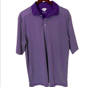 Callaway Golf Polo Shirt Men's Large Purple Stripe